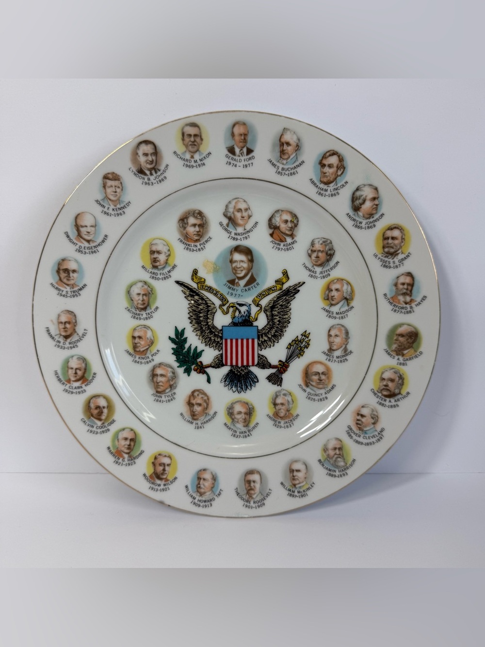 Vintage Commemorative US Presidents Collector Plate Jimmy Carter Americana 10.5”